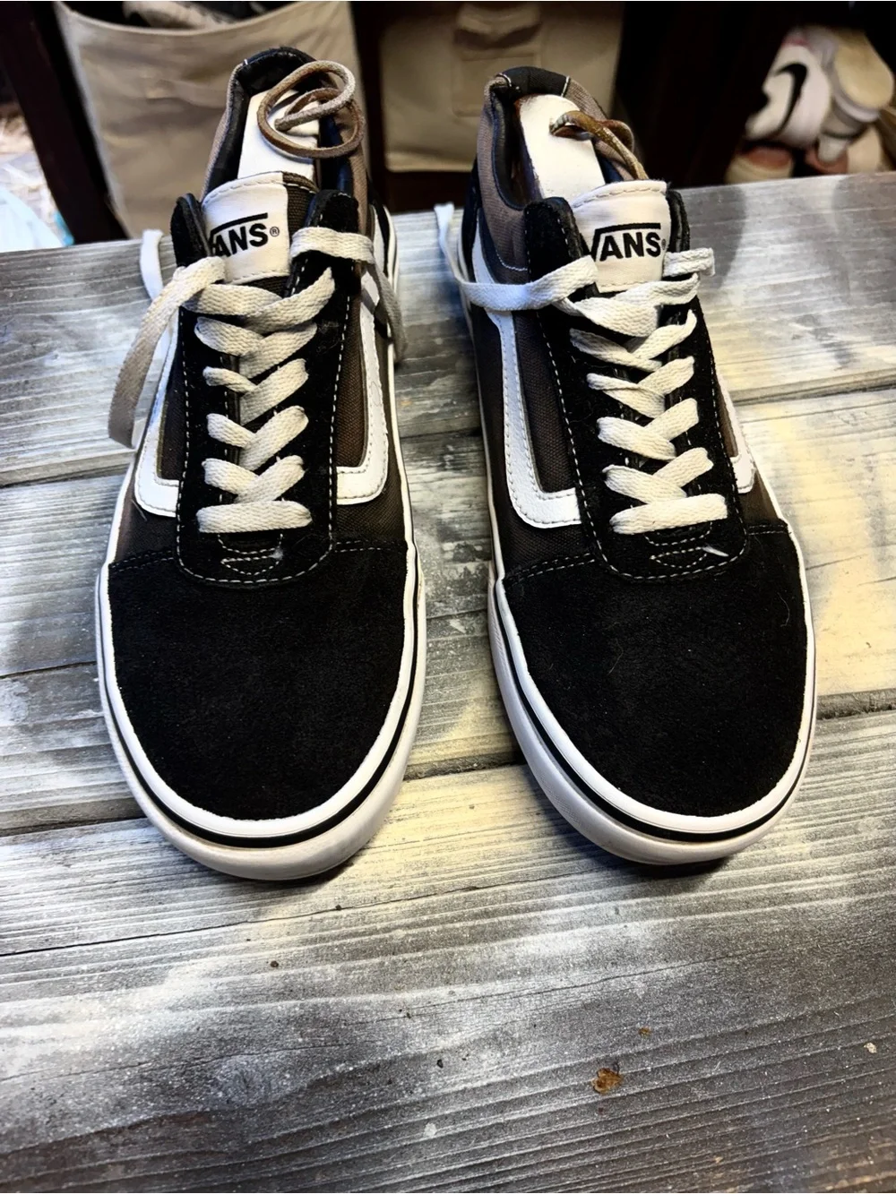 Vans Black and White Low-Top Skate Sneakers